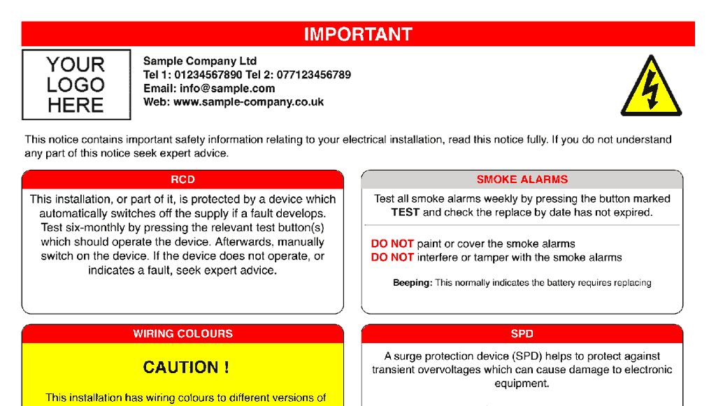 Consumer Unit Signage & Labels