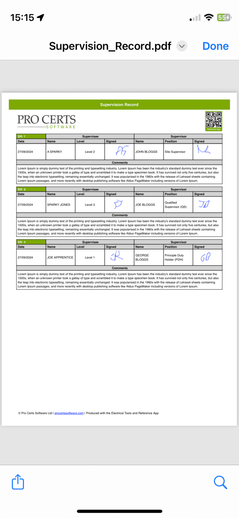 Supervision Record Forms