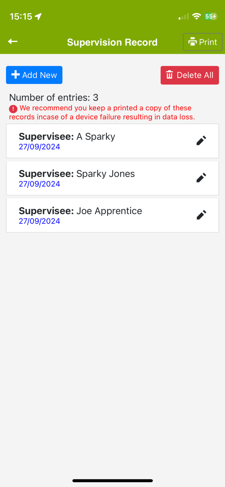 Supervision Records App