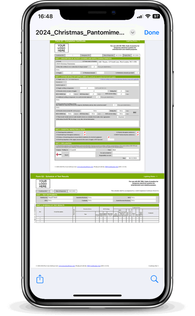 BS 7909 PDF Certificates