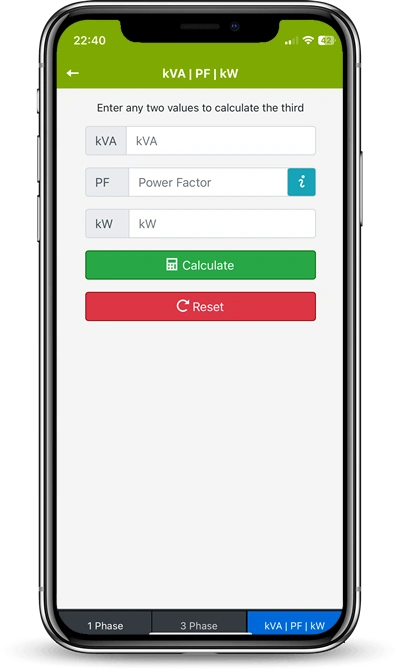 kVA Power Factor Calculator