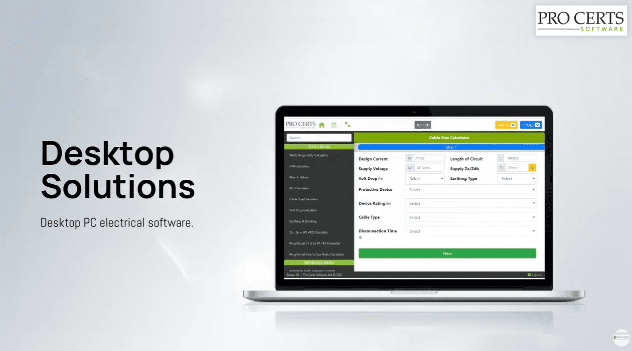 Online Electrical Software - Pro Certs Software Ltd